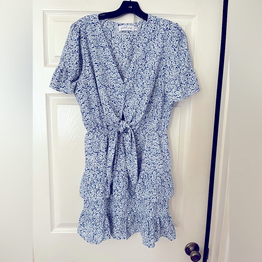 Petal and Pup Blue floral tie front dress size 8